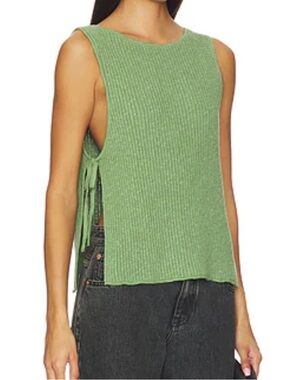 FREE PEOPLE BEACH LIZZIE GREEN OPEN SIDE SWEATER TOP XS